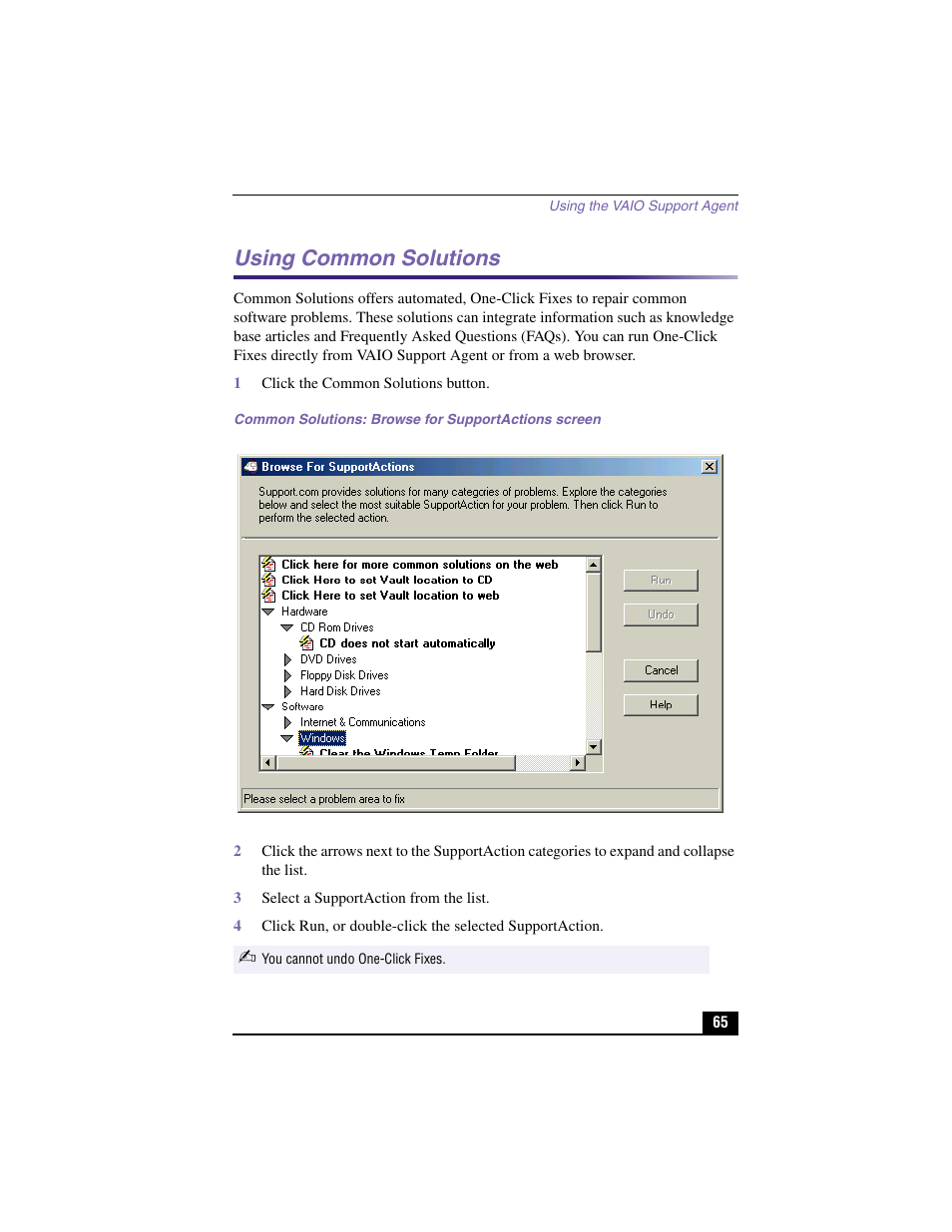 Using common solutions | Sony PCV-RX380DS User Manual | Page 65 / 100