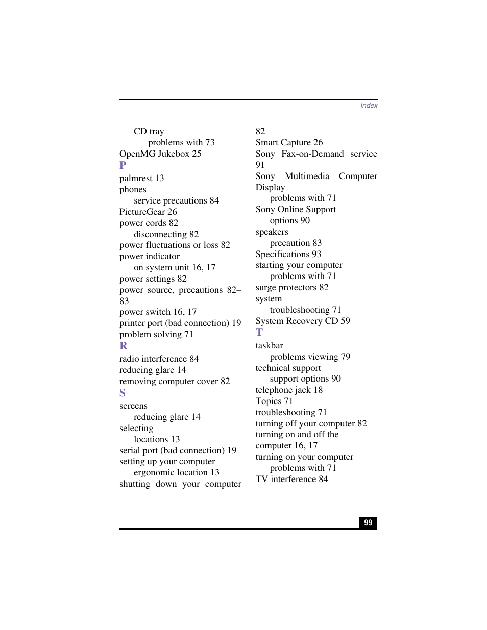 Sony PCV-RX380DS User Manual | Page 99 / 100