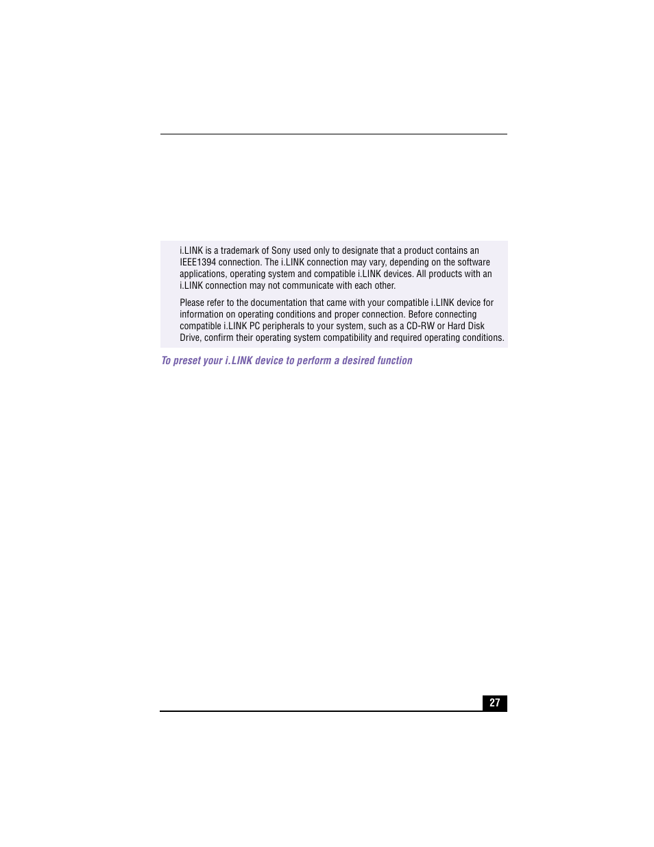 Presetting i.link® devices | Sony VAIO PCV-RX490TV User Manual | Page 29 / 142