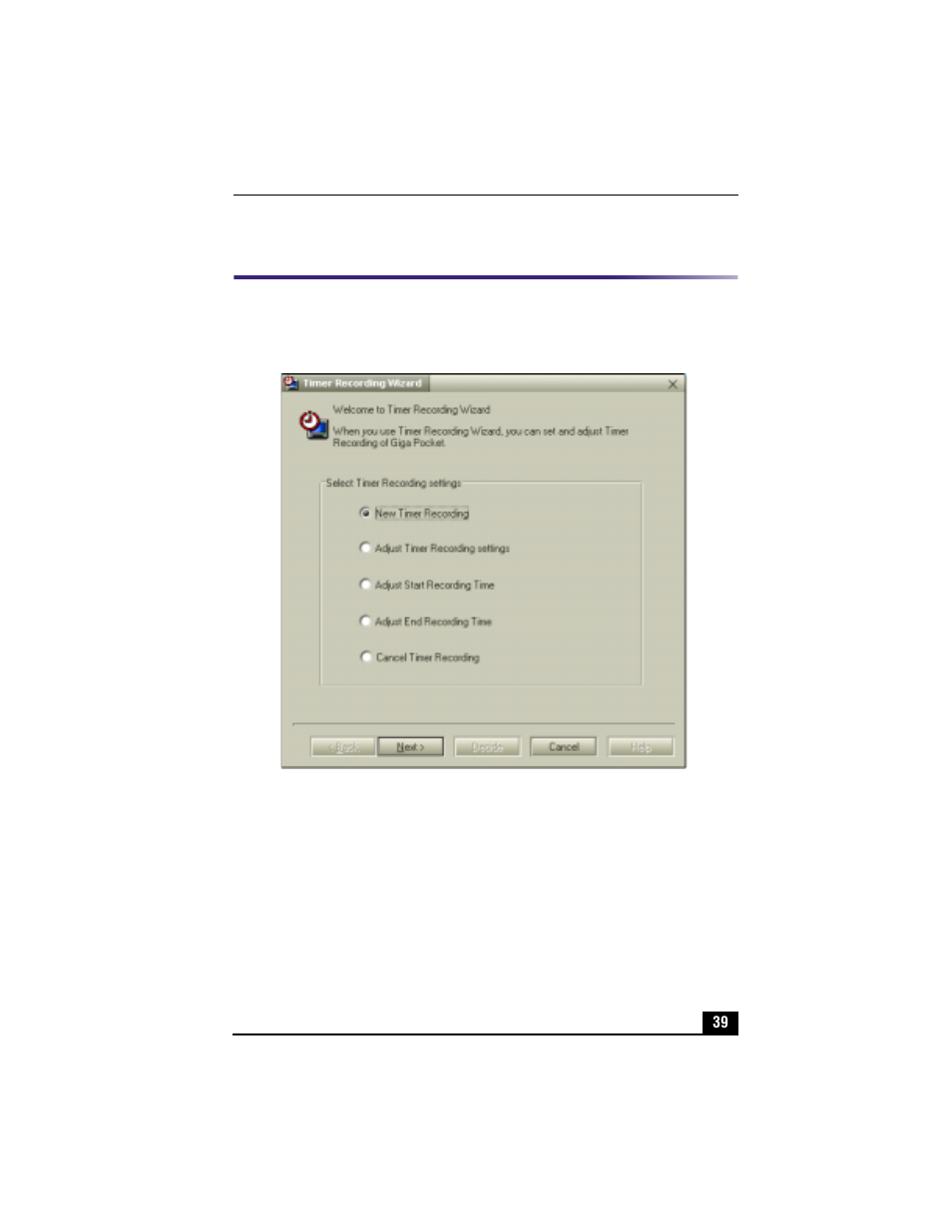 Timer recording wizard | Sony VAIO PCV-RX490TV User Manual | Page 41 / 142