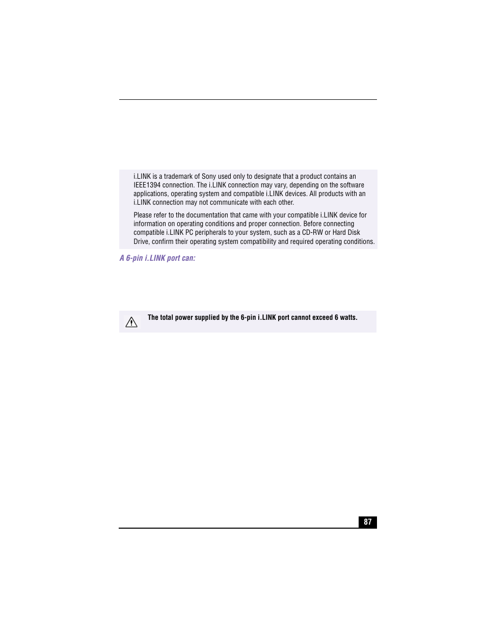 I.link, Ieee1394) compatibility | Sony VAIO PCV-RX490TV User Manual | Page 89 / 142