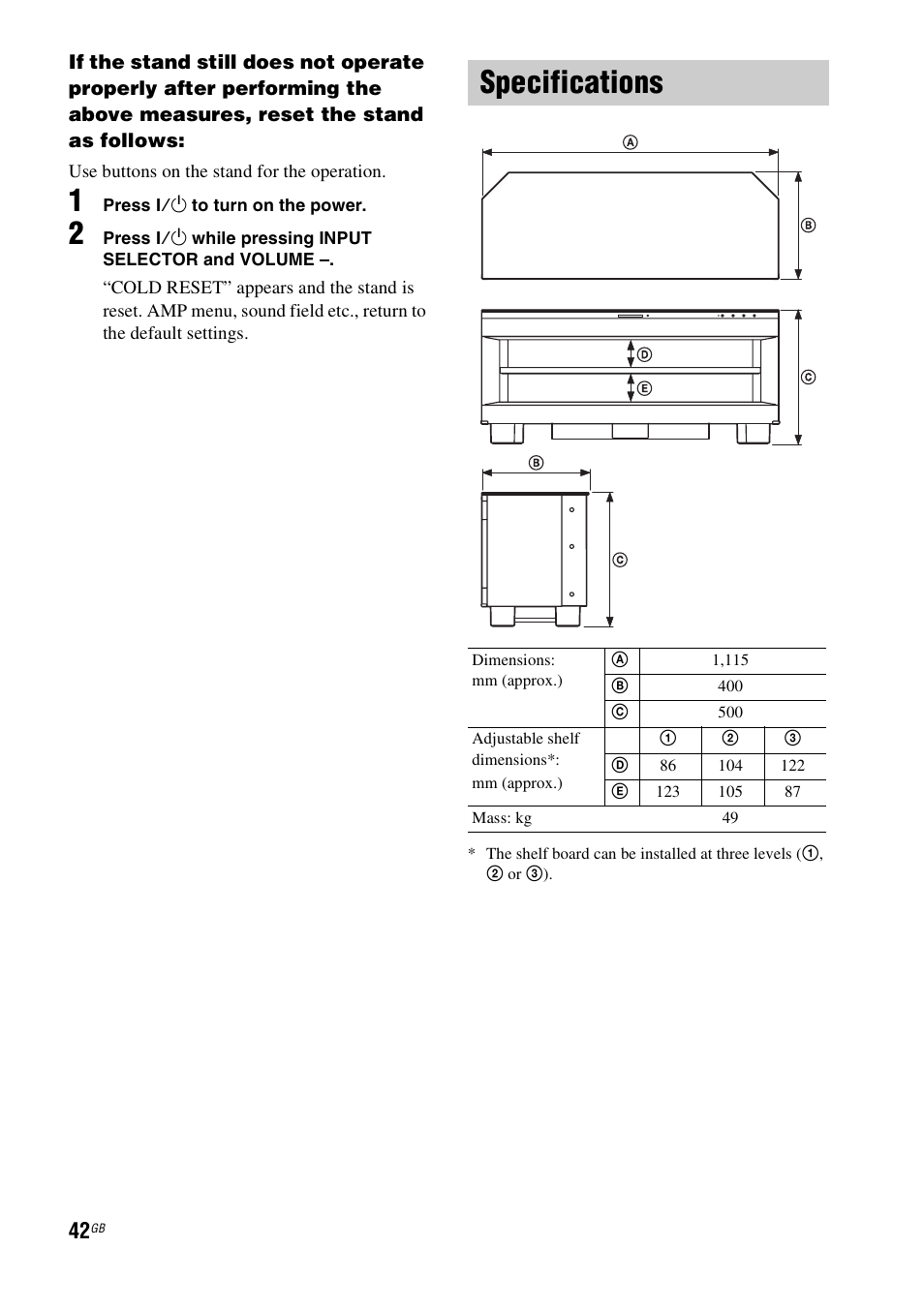 Specifications | Sony 4-129-925-11(1) User Manual | Page 42 / 48