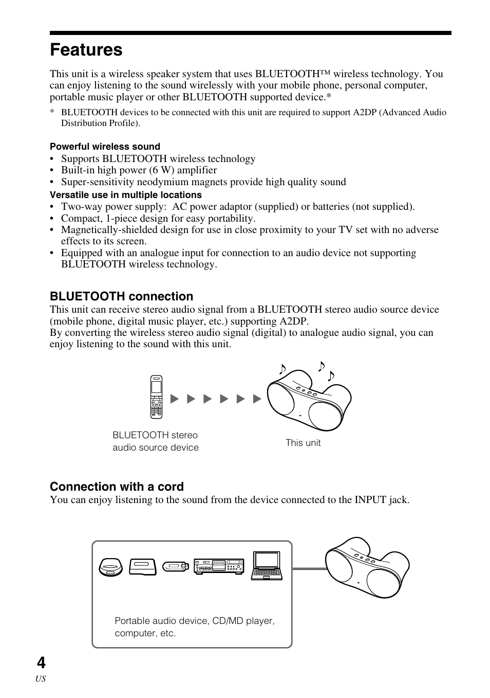Features | Sony SRS-BTM30 User Manual | Page 4 / 64