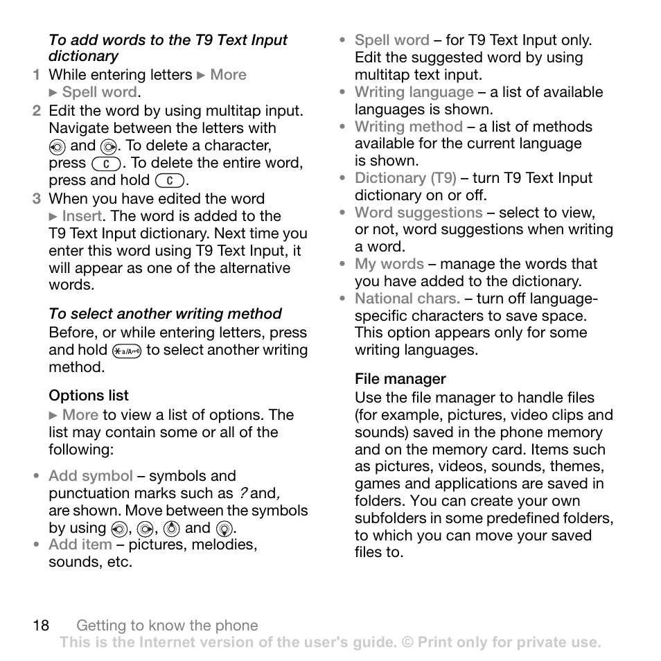 Sony W700i User Manual | Page 18 / 102