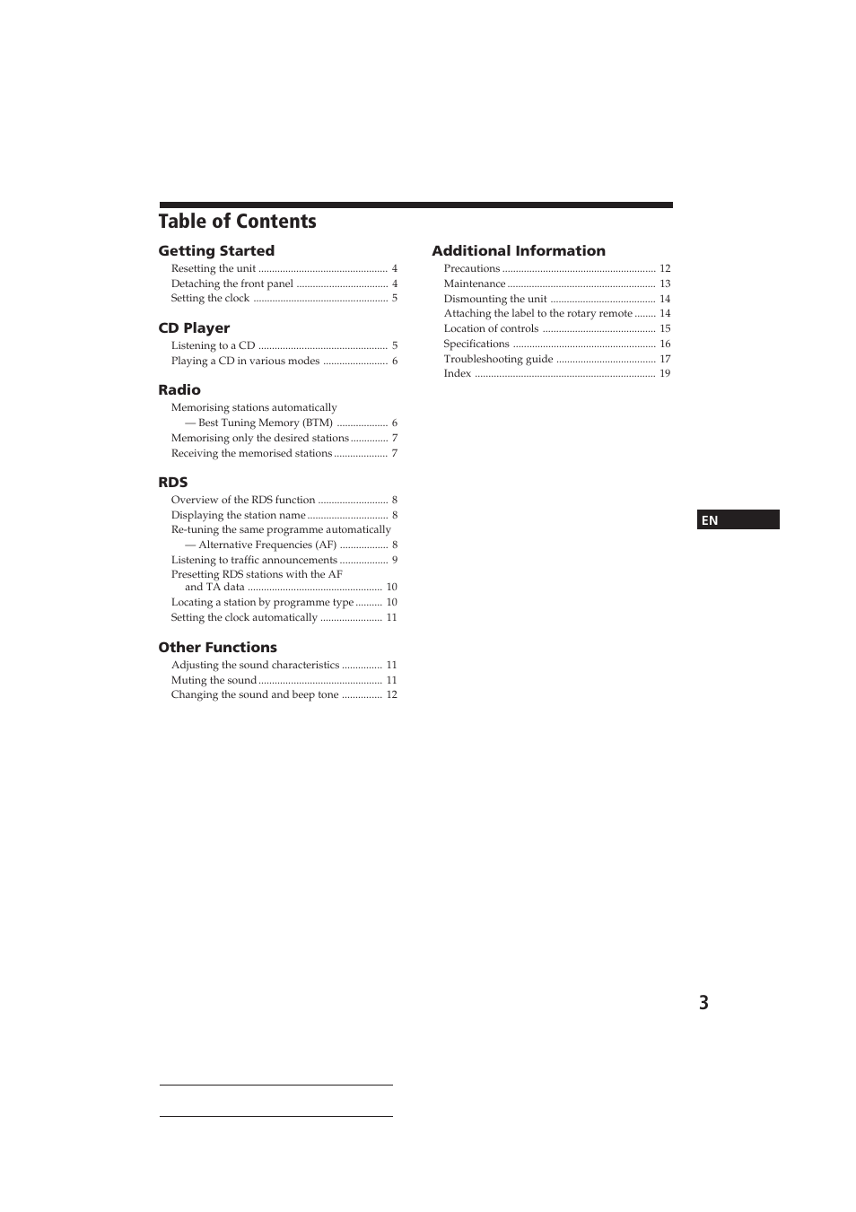 Sony CDX-4160RDS User Manual | Page 3 / 74