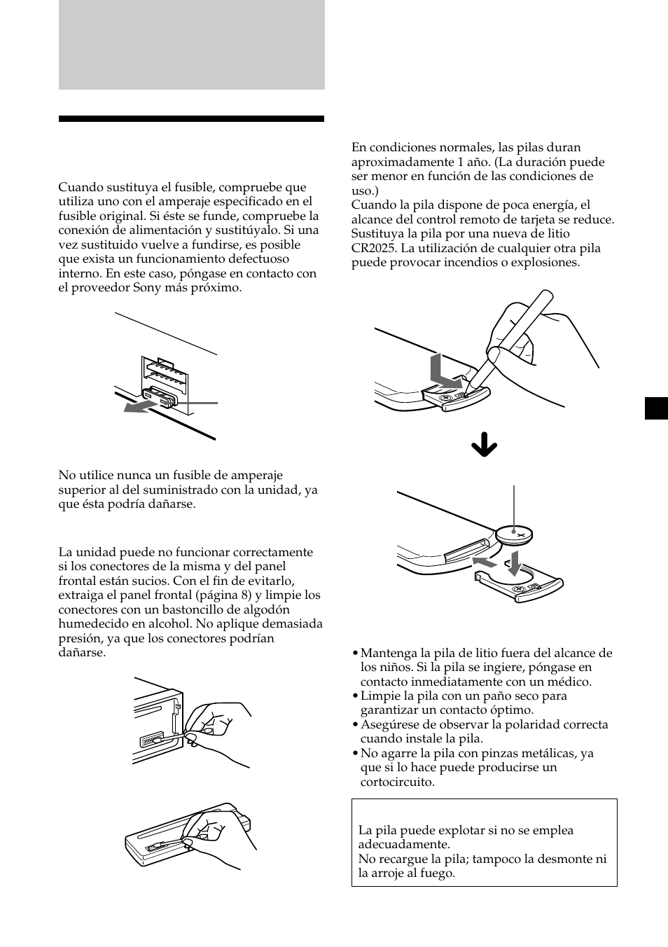 Información complementaria, Mantenimiento | Sony CDX-CA580X User Manual | Page 33 / 40