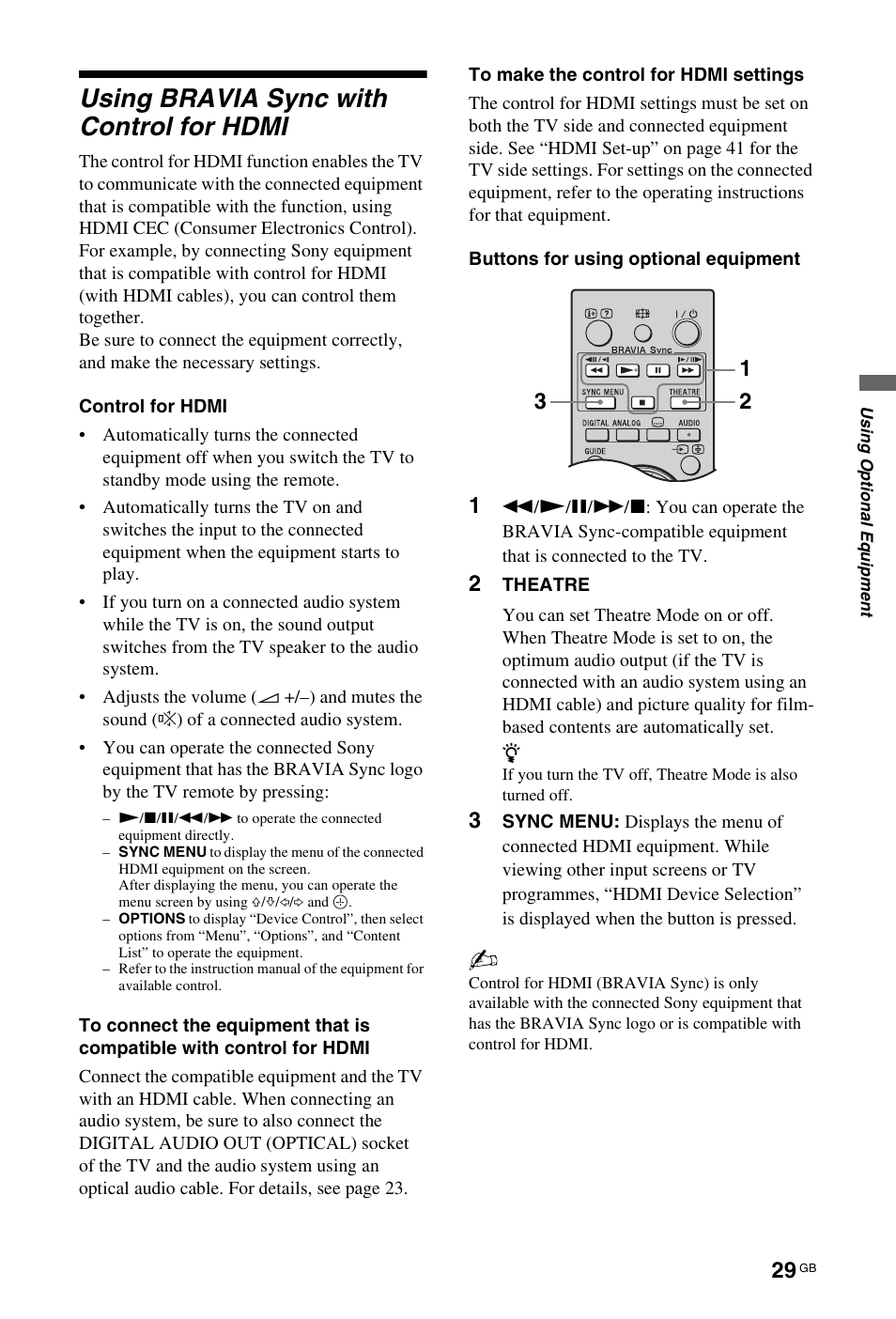 Using bravia sync with control for hdmi | Sony 4-106-868-11(1) User Manual | Page 29 / 55