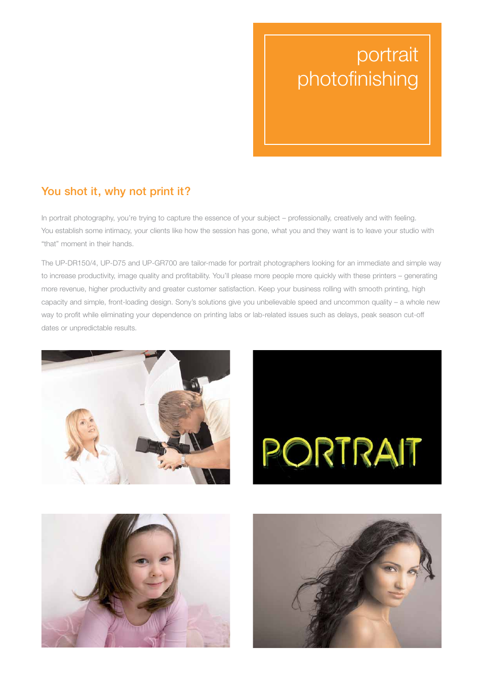 Portrait photofinishing | Sony Professional Photo Printer User Manual | Page 8 / 22