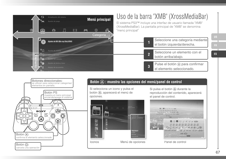 Uso de la barra "xmb" (xrossmediabar) | Sony 40GB Playstation 3 CECHH01-1.90 User Manual | Page 67 / 100