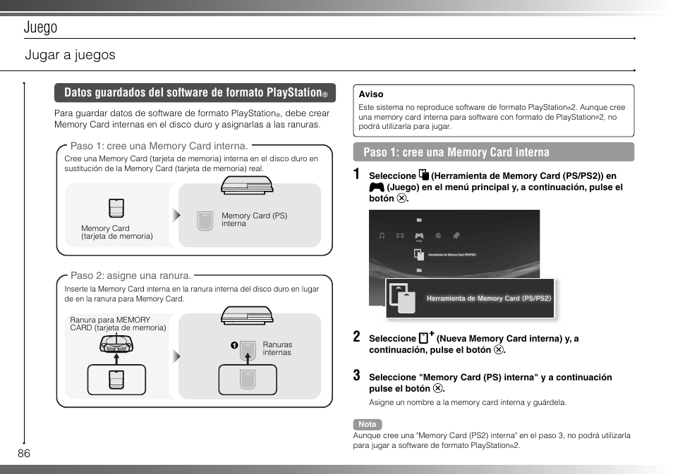 Juego, Jugar a juegos | Sony 40GB Playstation 3 CECHH01-1.90 User Manual | Page 86 / 100
