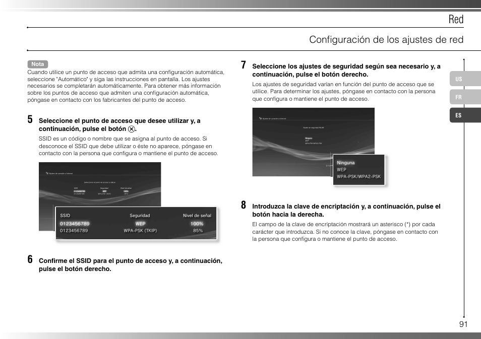 Confi guración de los ajustes de red | Sony 40GB Playstation 3 CECHH01-1.90 User Manual | Page 91 / 100