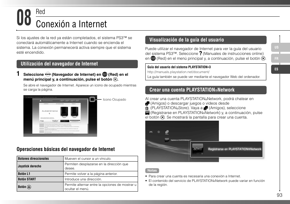 Conexión a internet | Sony 40GB Playstation 3 CECHH01-1.90 User Manual | Page 93 / 100