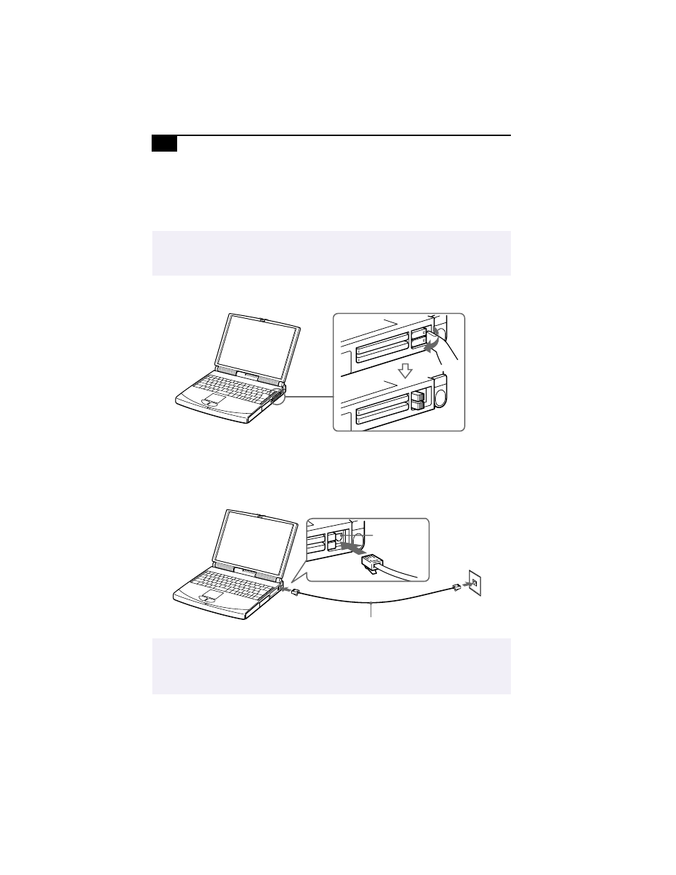 Connecting a phone line | Sony PCG-838 User Manual | Page 54 / 121