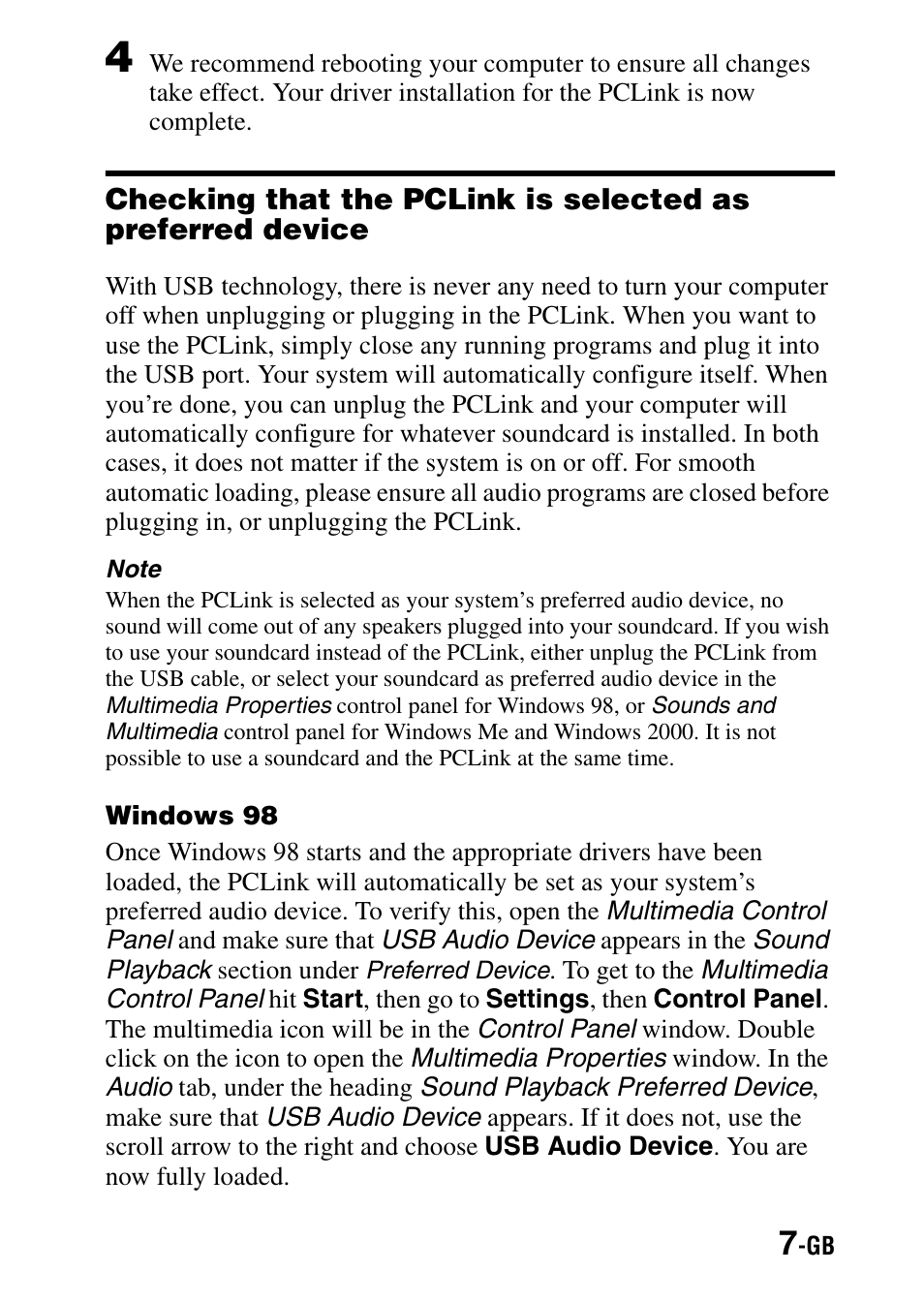 Windows 98 | Sony PCLink User Manual | Page 7 / 76