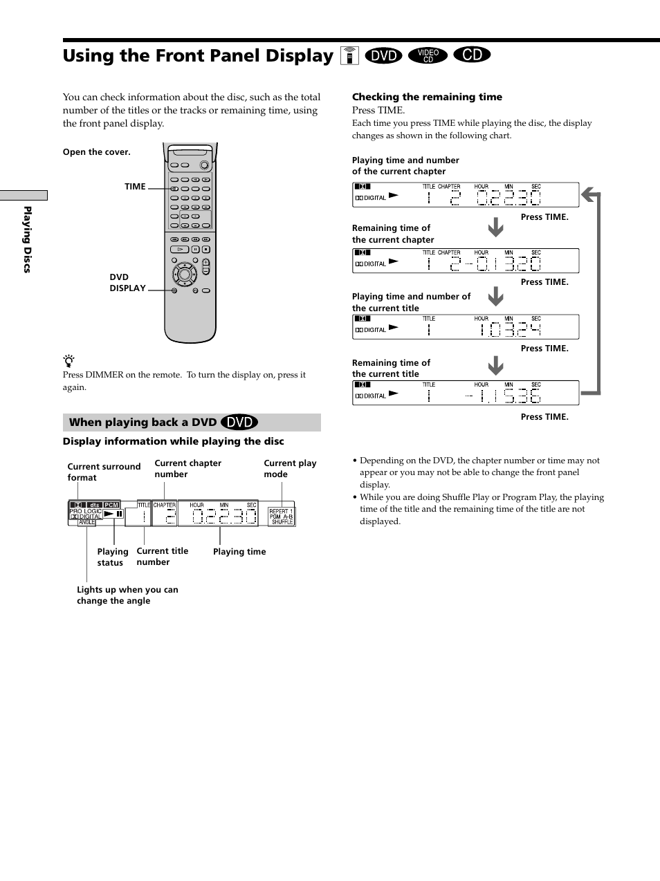 Using the front panel display, Using the front panel display 28, Using the front panel display z | Sony DAV-S300 User Manual | Page 28 / 68