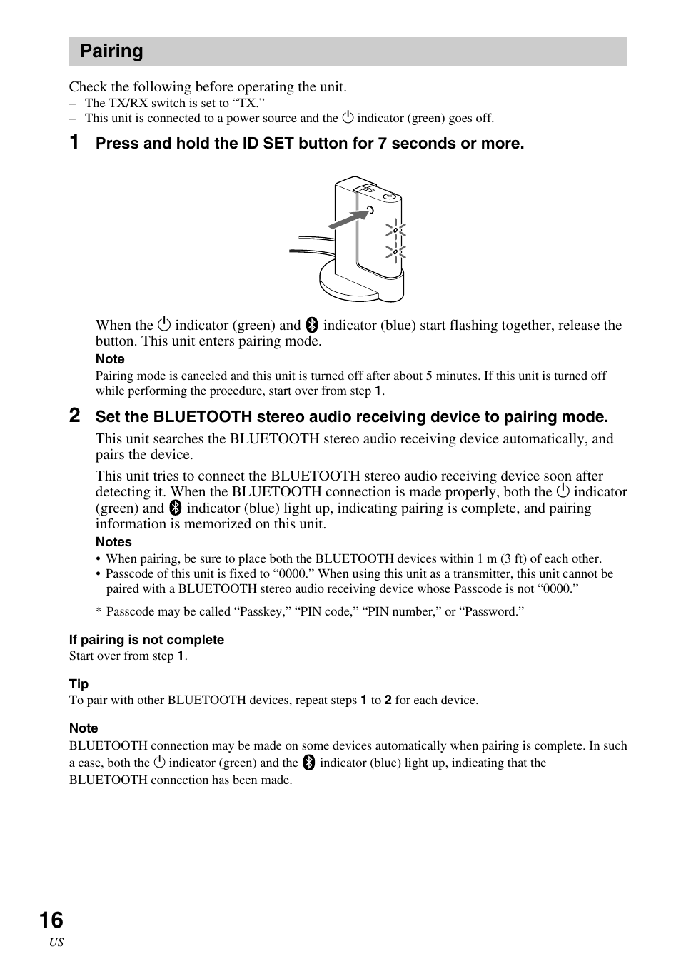 Pairing | Sony HWS-BTA2W User Manual | Page 16 / 68