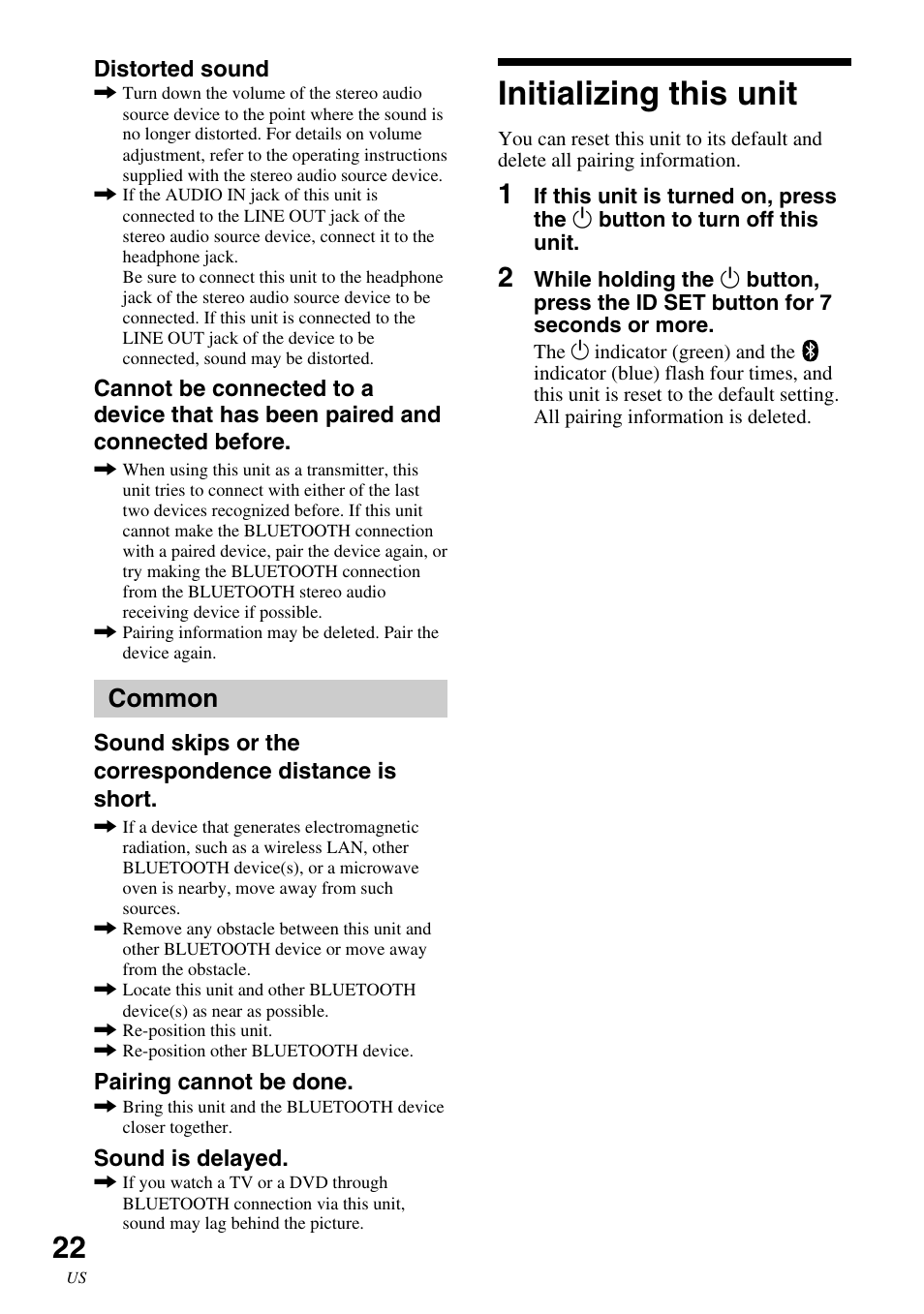 Initializing this unit, Common | Sony HWS-BTA2W User Manual | Page 22 / 68