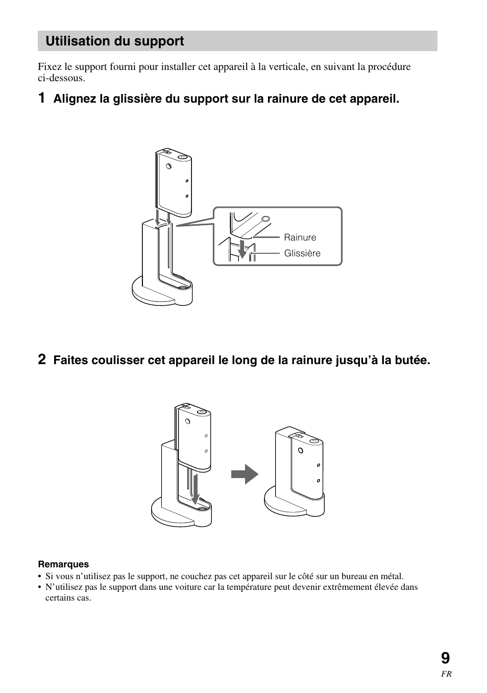 Utilisation du support | Sony HWS-BTA2W User Manual | Page 31 / 68