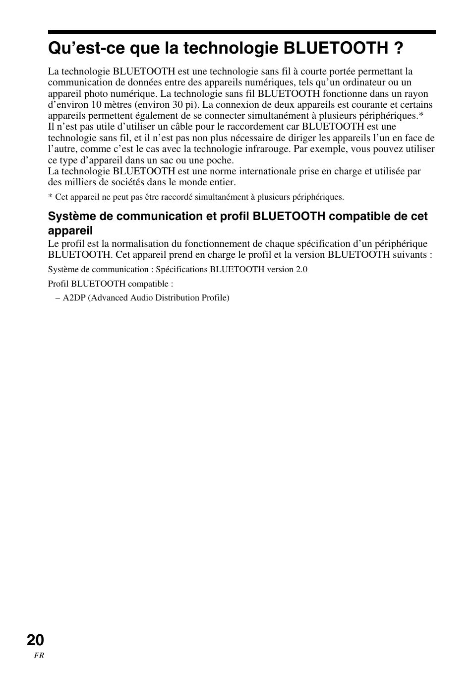 Qu’est-ce que la technologie bluetooth, Qu’est-ce que la technologie, Bluetooth | Sony HWS-BTA2W User Manual | Page 42 / 68