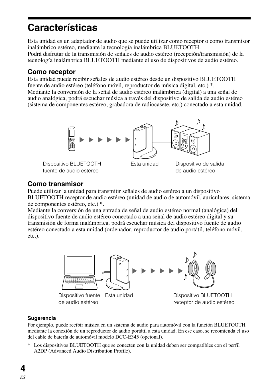 Características | Sony HWS-BTA2W User Manual | Page 48 / 68