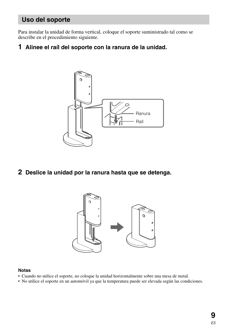 Uso del soporte | Sony HWS-BTA2W User Manual | Page 53 / 68
