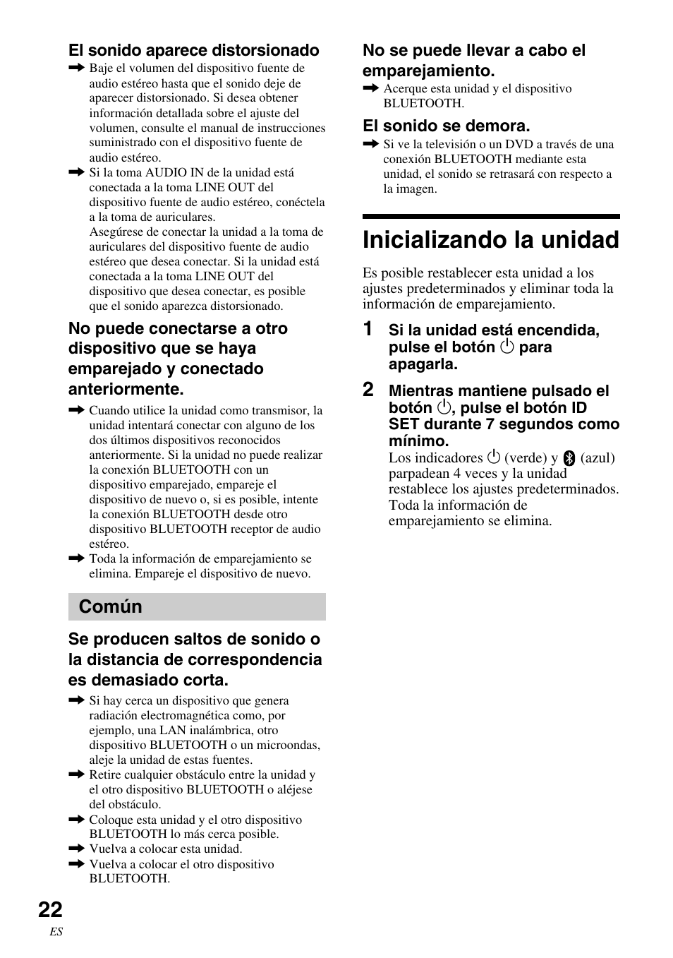 Inicializando la unidad, Común | Sony HWS-BTA2W User Manual | Page 66 / 68