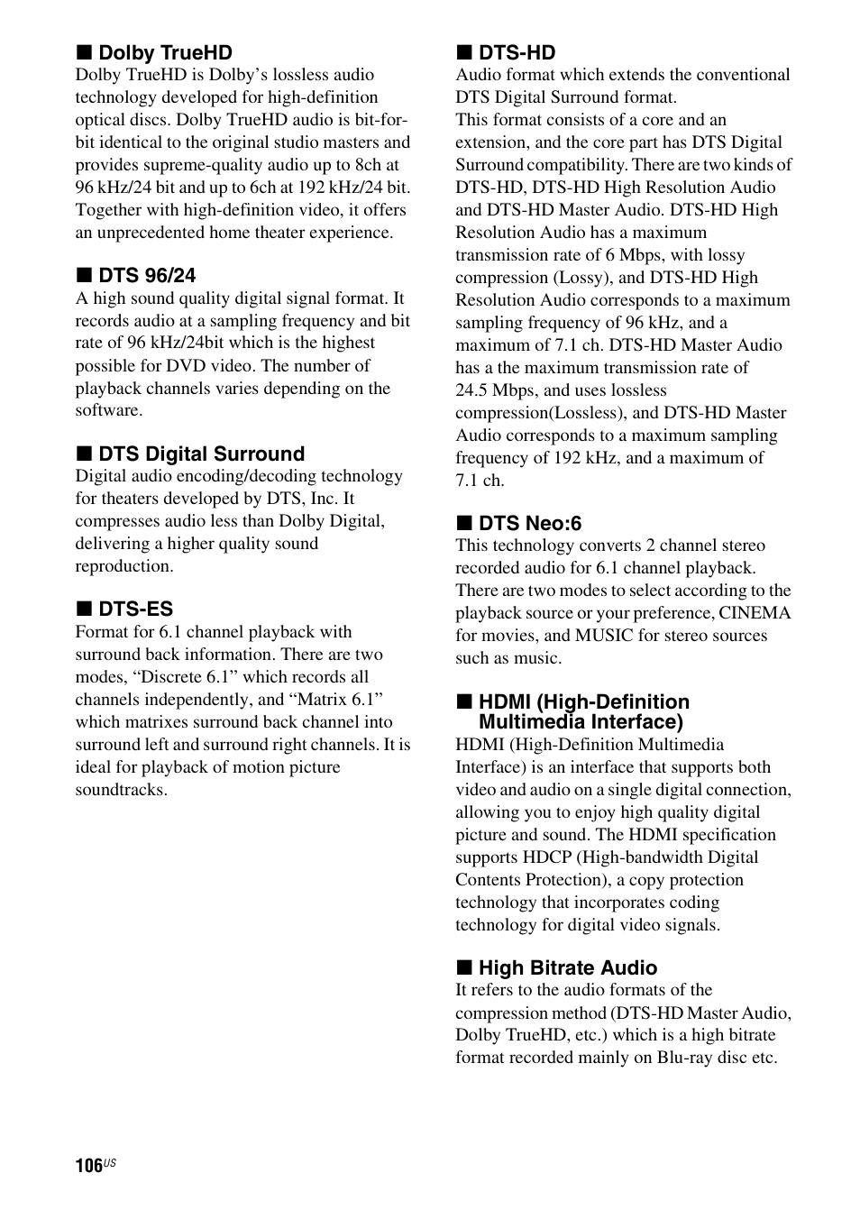 Sony STR-DG920 User Manual | Page 106 / 116
