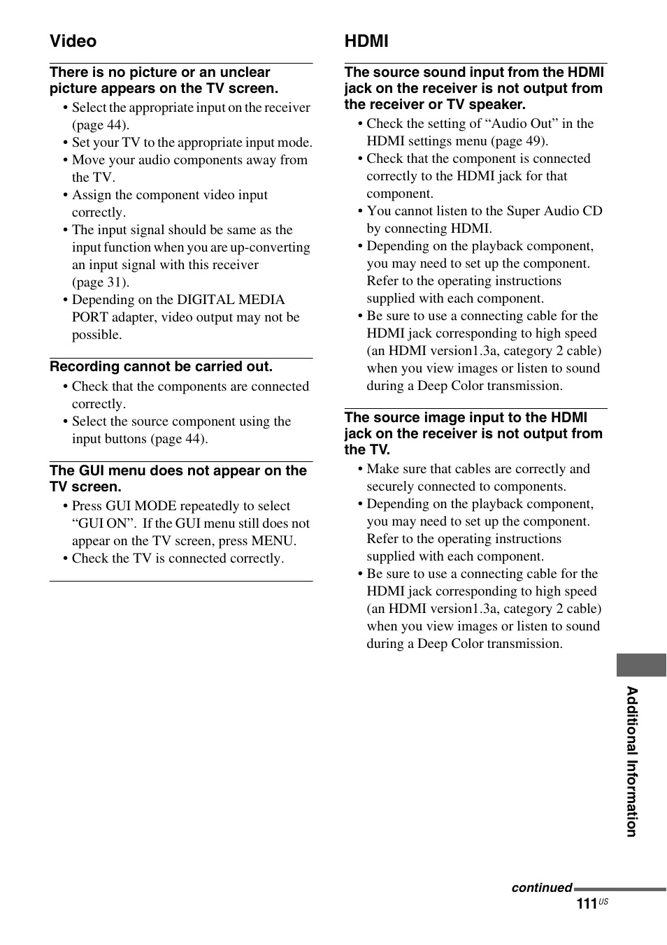 Sony STR-DG920 User Manual | Page 111 / 116