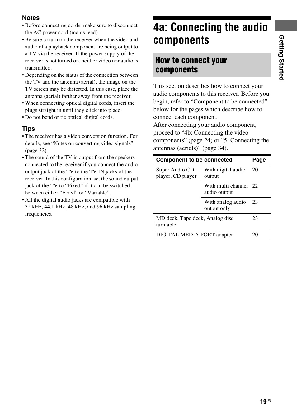 4a: connecting the audio components, How to connect your components | Sony STR-DG920 User Manual | Page 19 / 116
