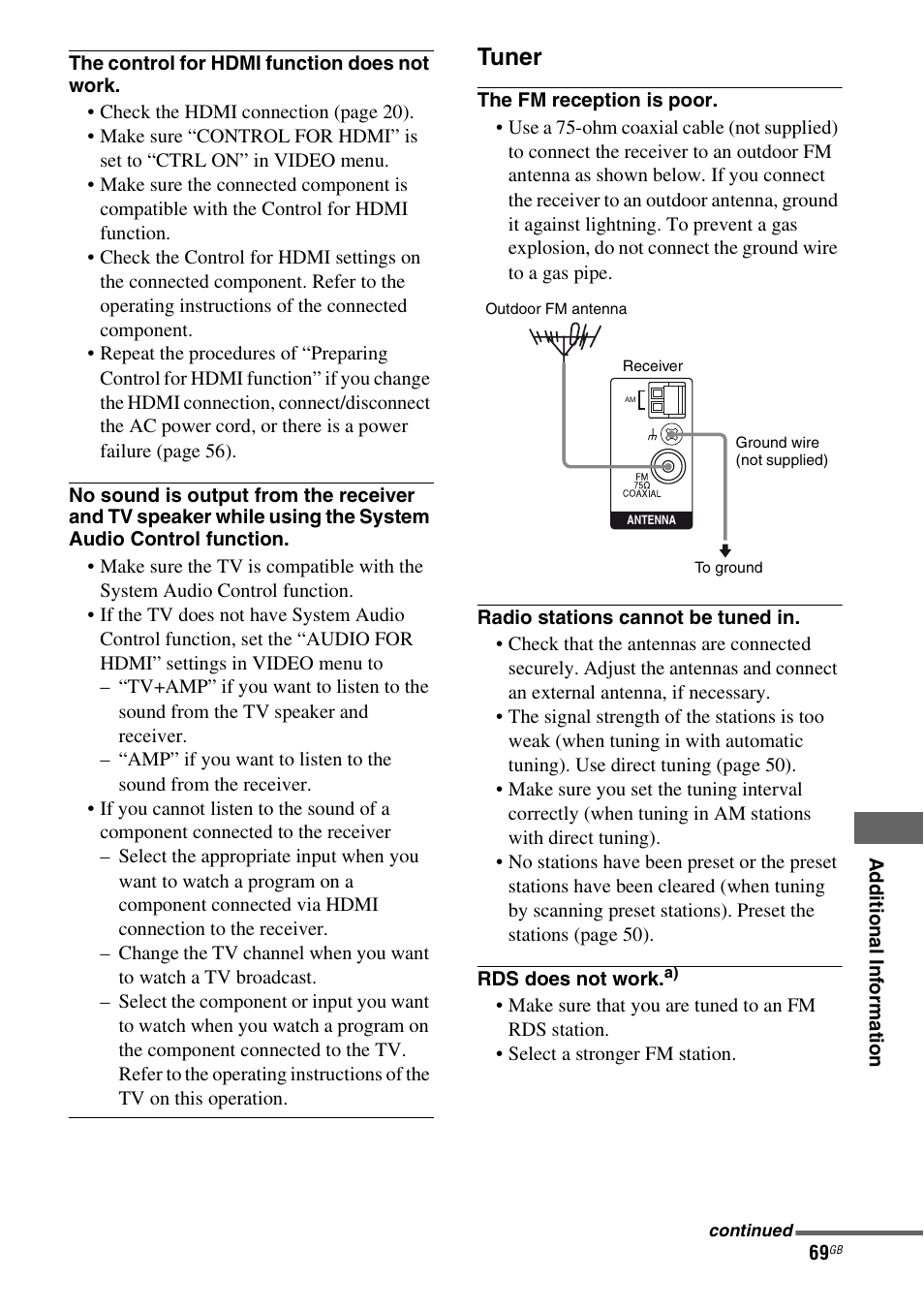 Tuner | Sony HTSF2300 User Manual | Page 69 / 76