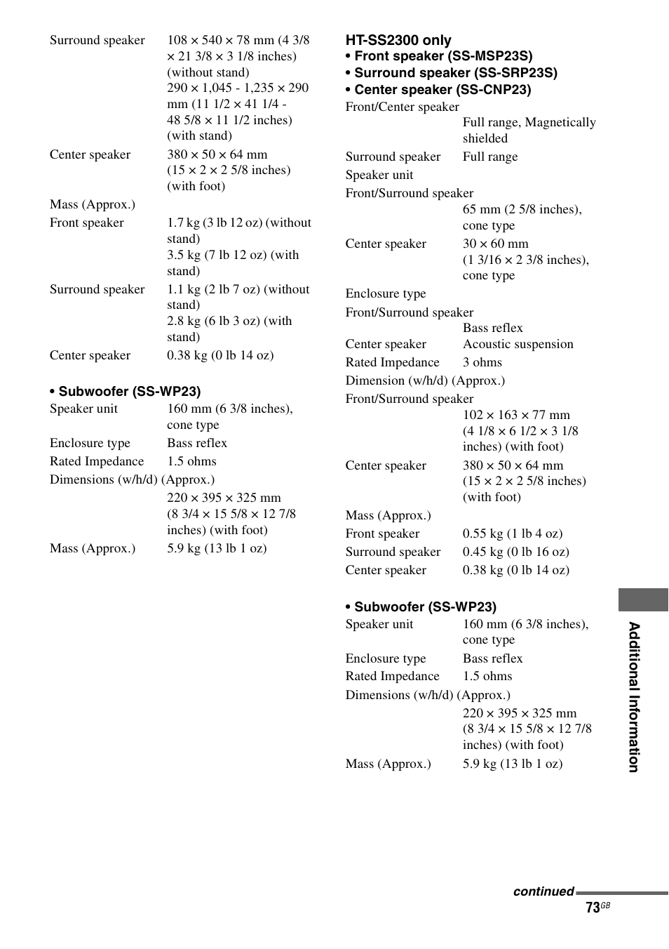 Sony HTSF2300 User Manual | Page 73 / 76