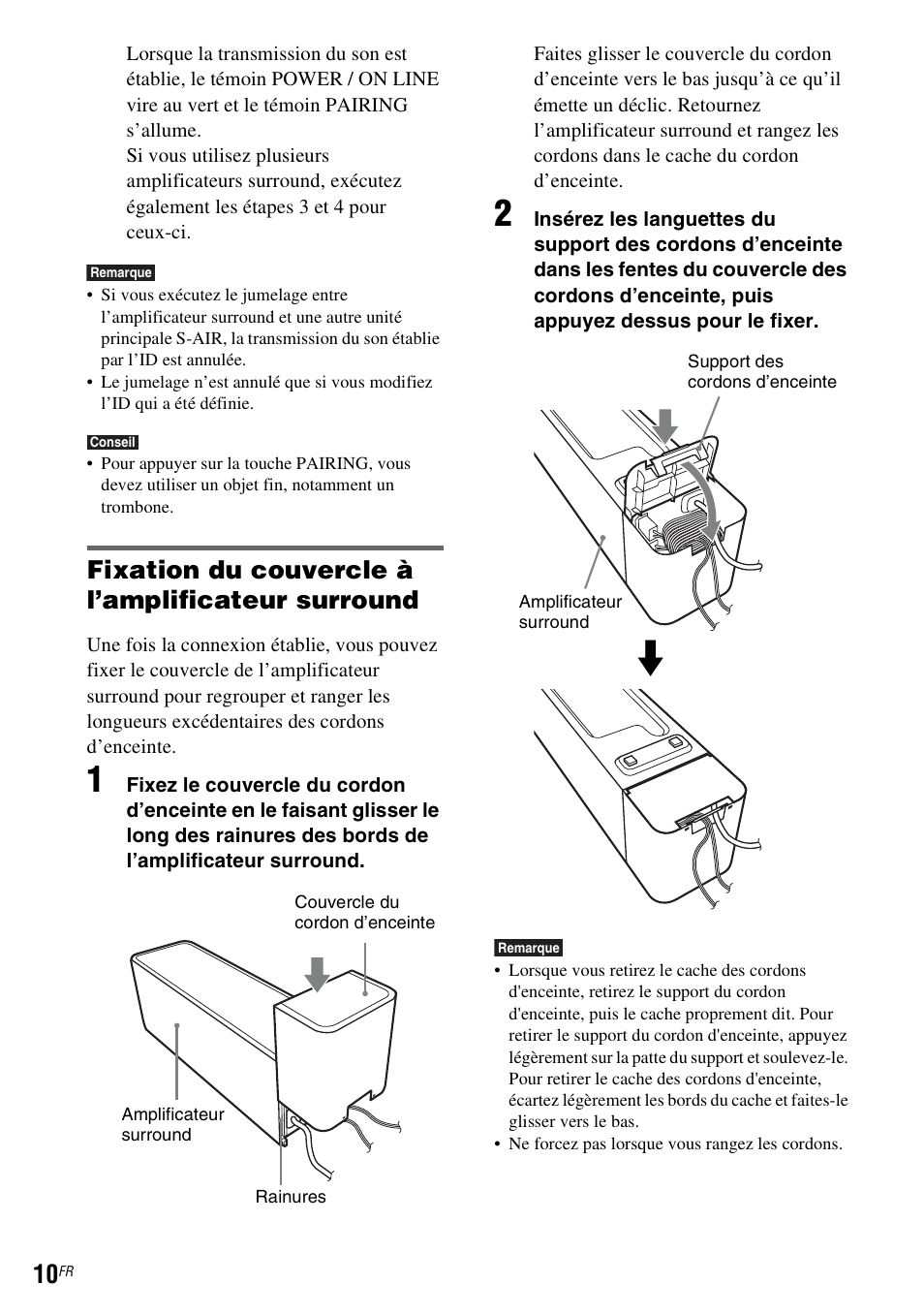 Fixation du couvercle à l’amplificateur surround | Sony WAHT-SA1 User Manual | Page 24 / 48
