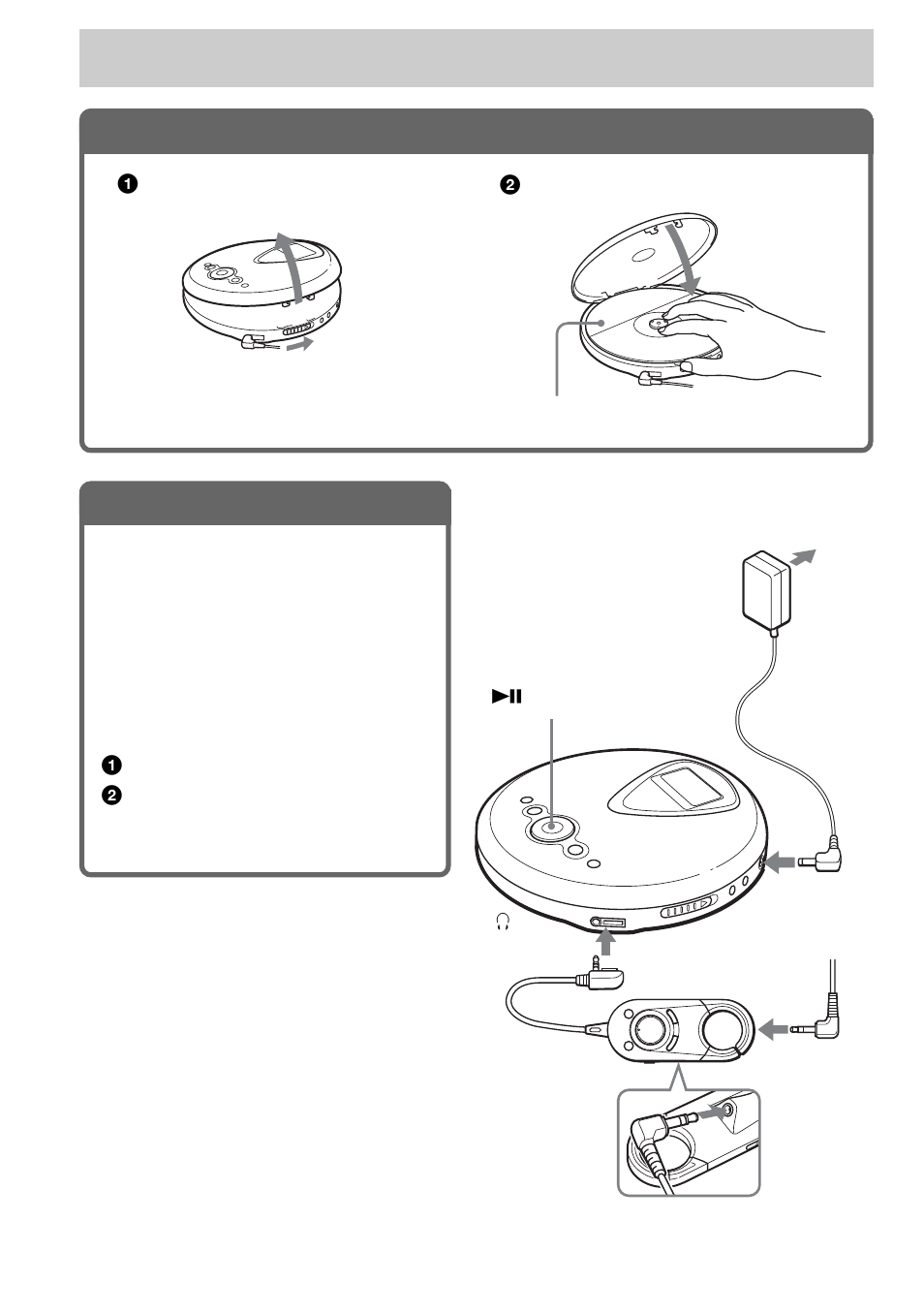 Playing a cd, Insert a cd, Connect your cd player | 1 . insert a cd, 2 . connect your cd player | Sony D-NE301 User Manual | Page 14 / 36
