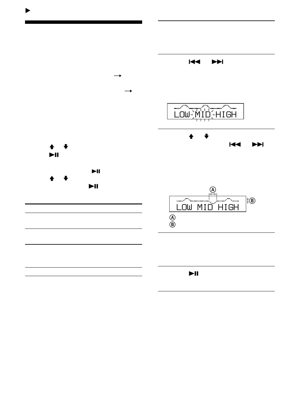 Available features, Adjusting sound quality (parametric equalizer), Adjusting sound quality | Parametric equalizer), Low mid high | Sony D-NE301 User Manual | Page 22 / 36