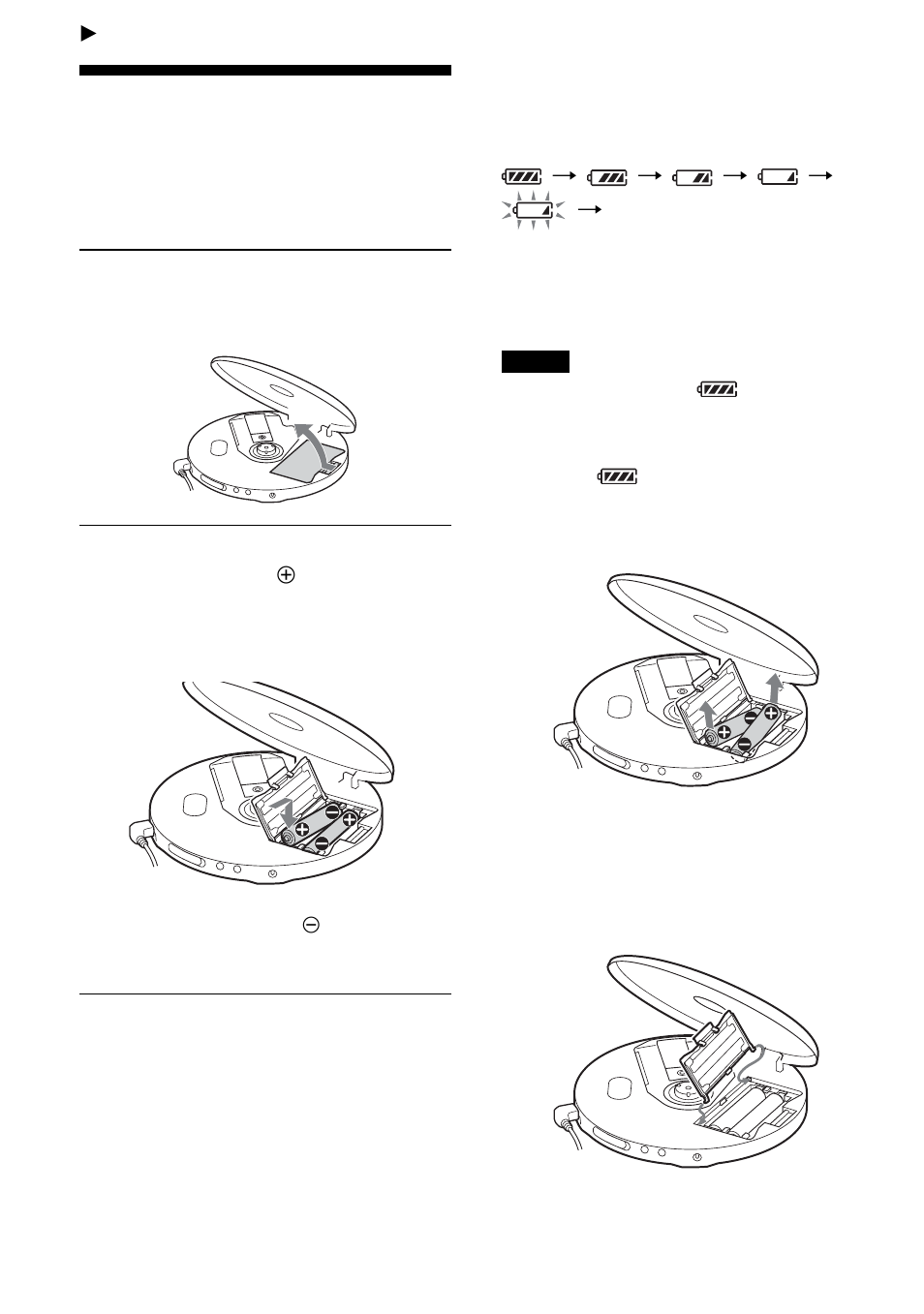 Connecting to a power source, Using the dry batteries | Sony D-NE301 User Manual | Page 26 / 36
