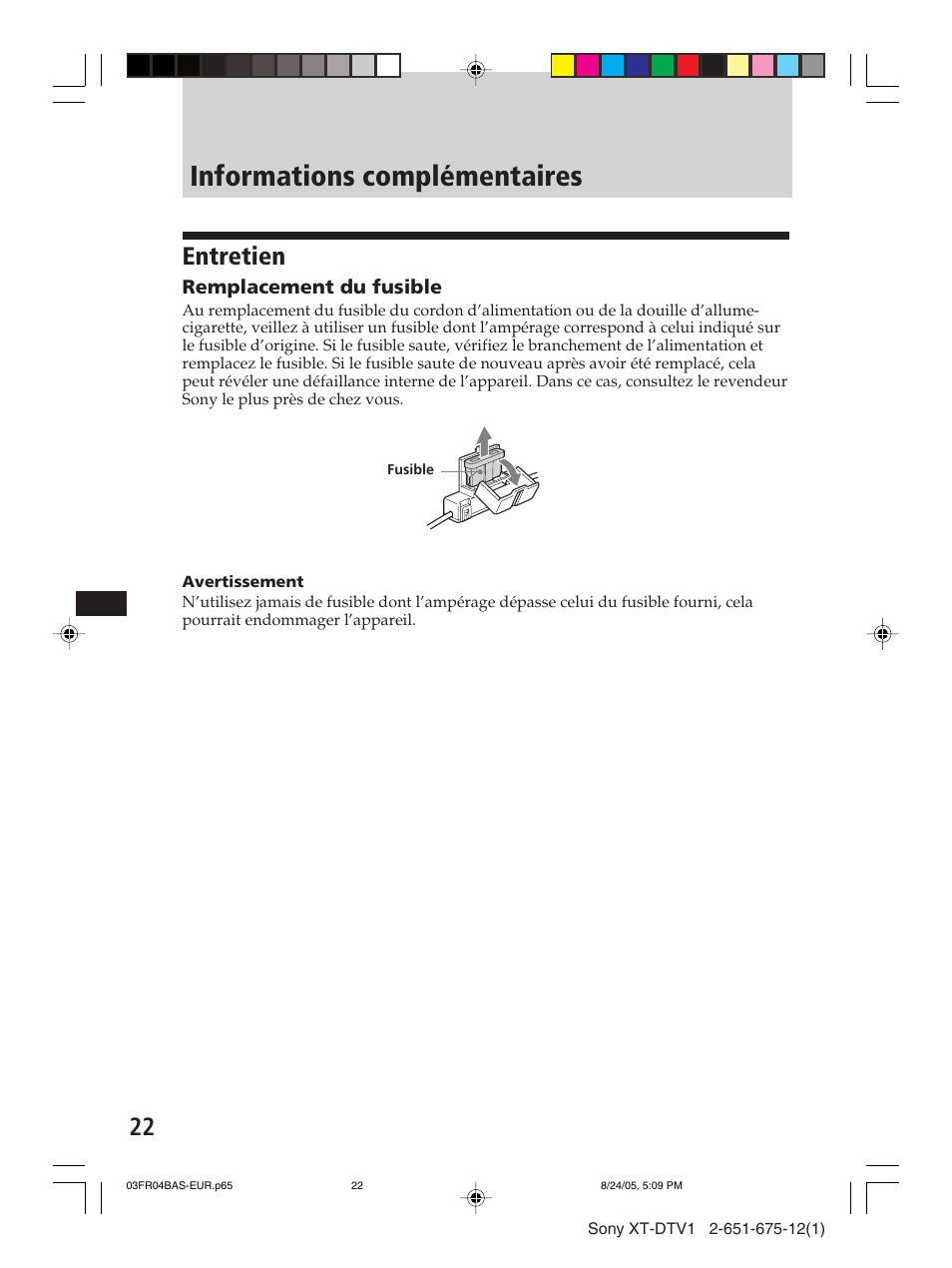 Informations complémentaires, Entretien | Sony XT-DTV1 User Manual | Page 70 / 123