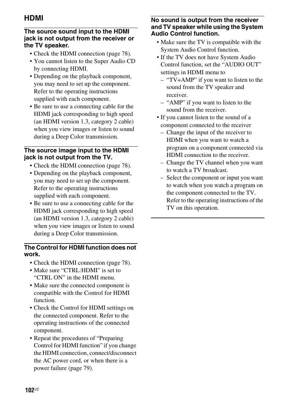 Hdmi | Sony STR-DG820 User Manual | Page 102 / 108