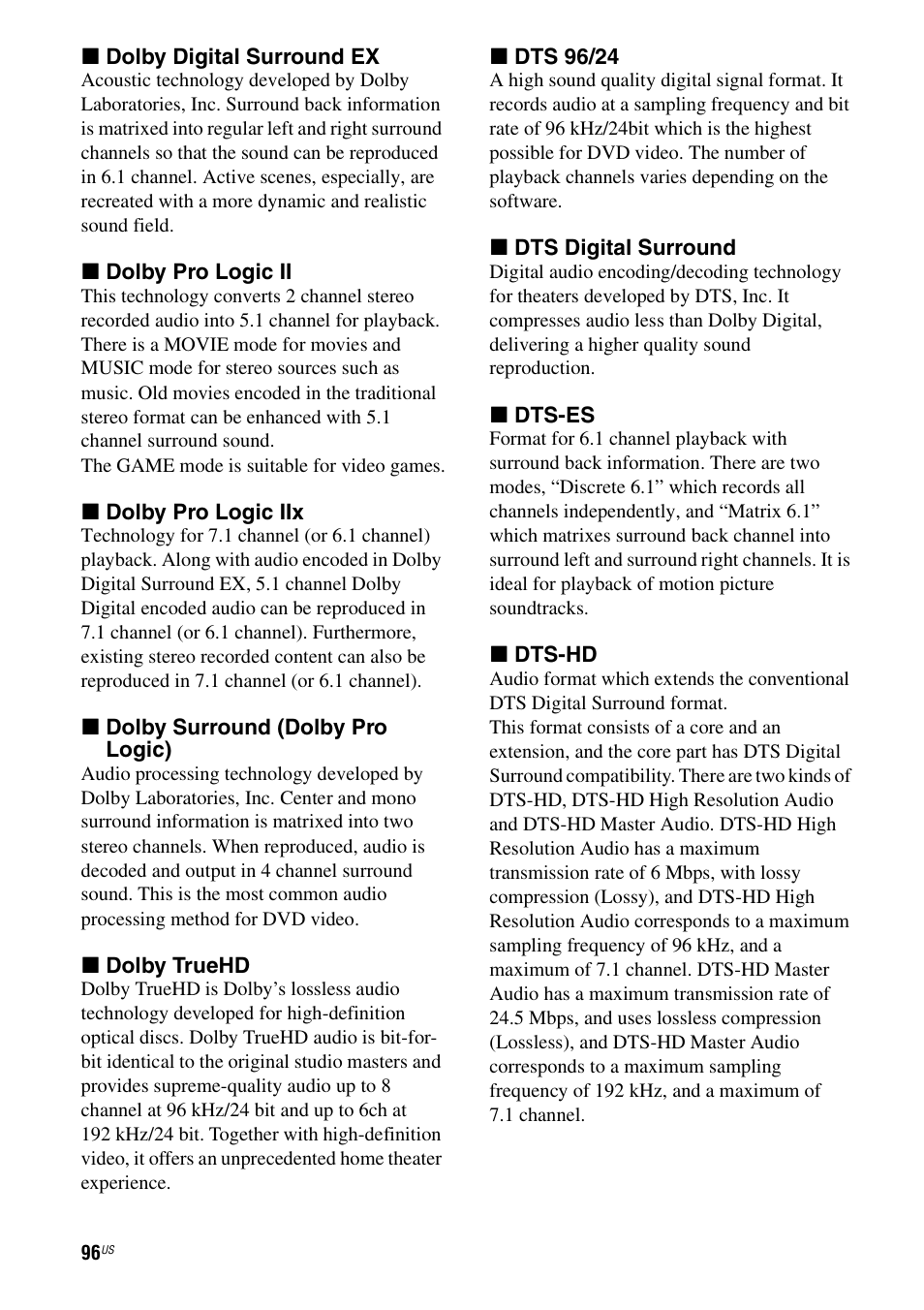 Sony STR-DG820 User Manual | Page 96 / 108