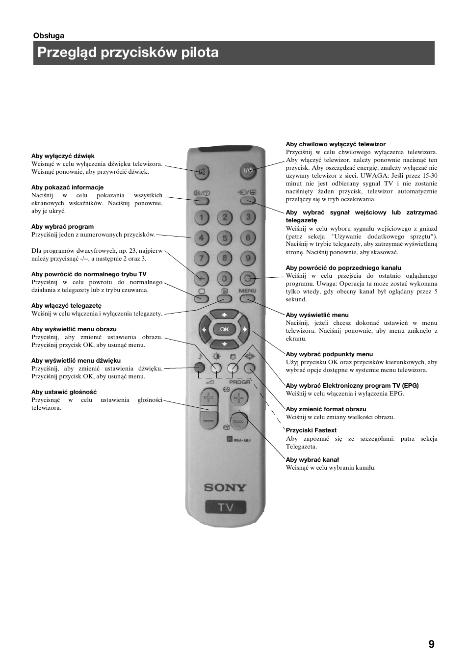 Przegląd przycisków pilota | Sony FD Trinitron KV-32FX65 K User Manual | Page 89 / 108