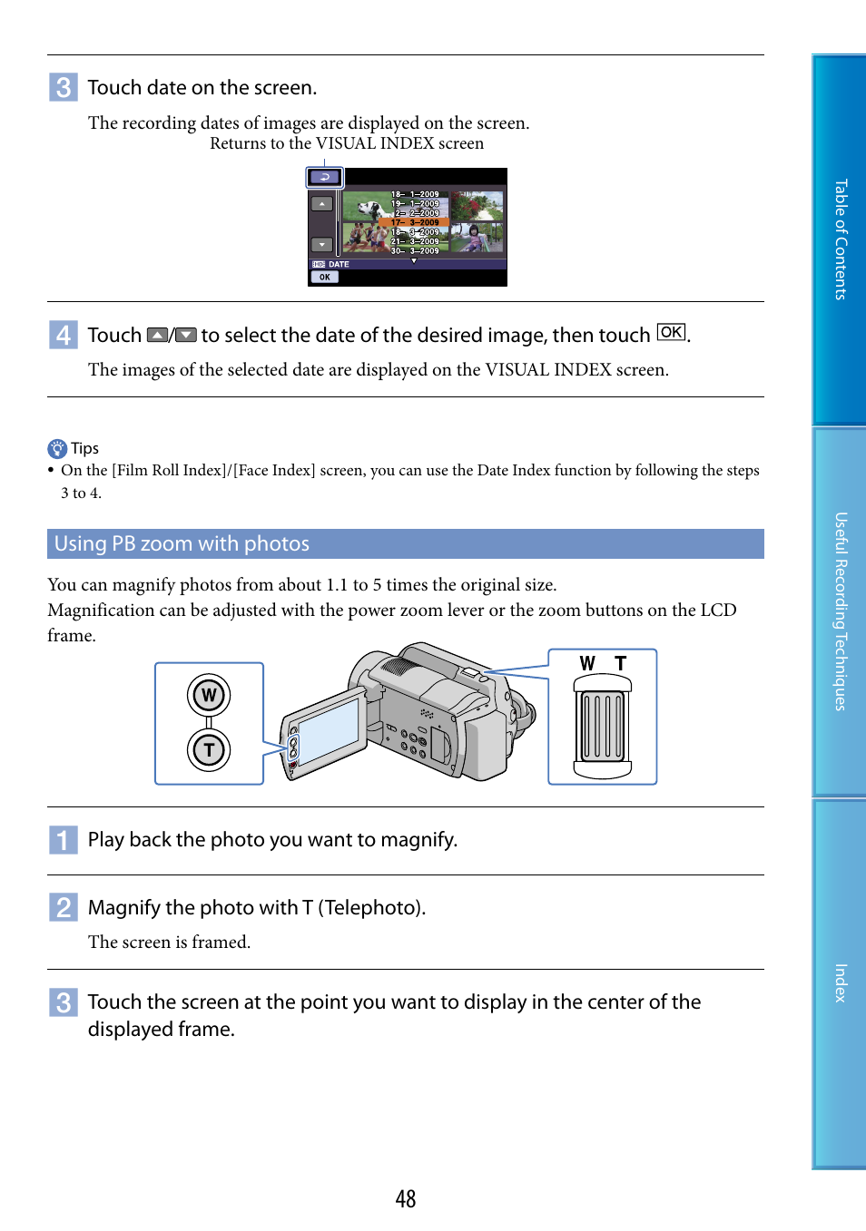 Using pb zoom with photos | Sony XR200VE User Manual | Page 48 / 134