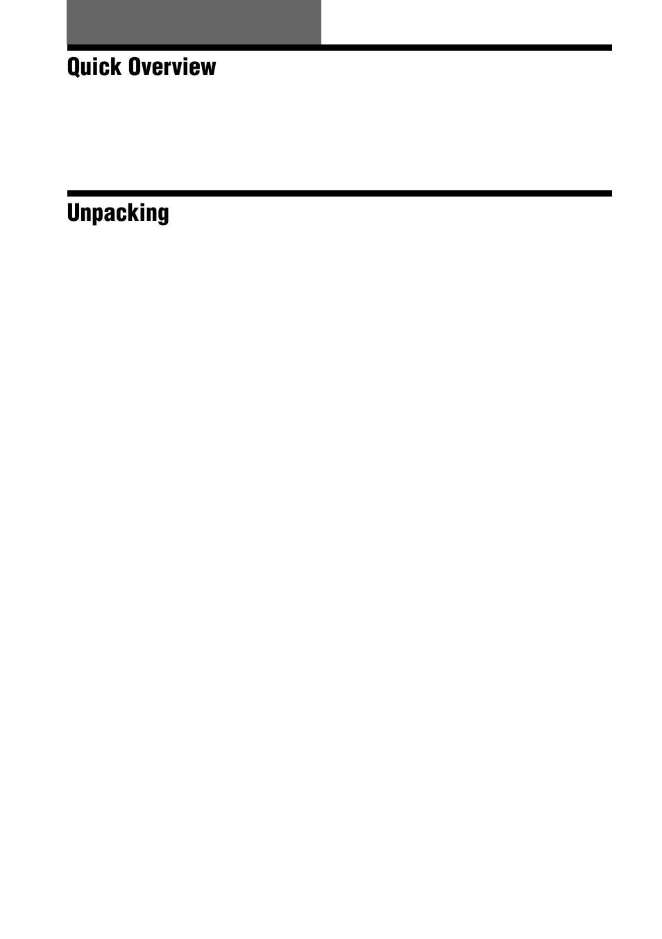 Quick overview, Unpacking | Sony AVD-S50ES User Manual | Page 16 / 84