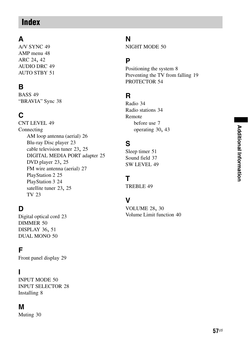 Index | Sony nenuzhniy User Manual | Page 57 / 180