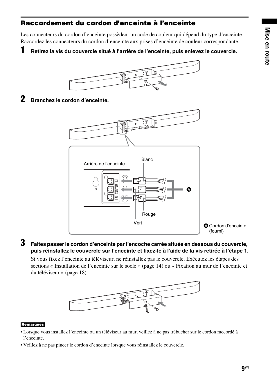Raccordement du cordon d’enceinte à l’enceinte | Sony nenuzhniy User Manual | Page 65 / 180