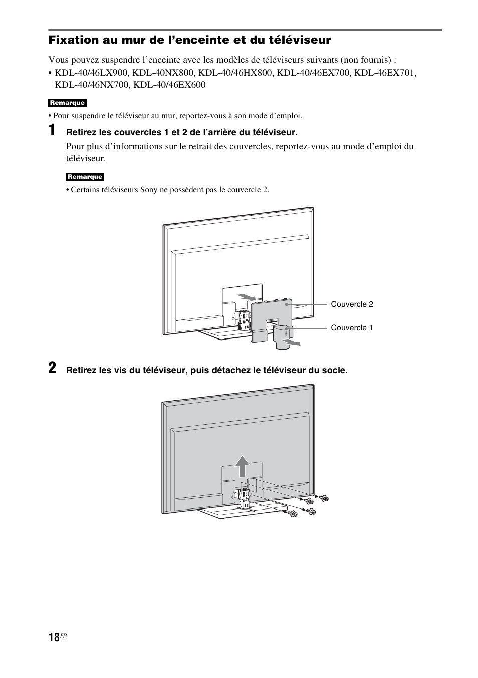 Fixation au mur de l’enceinte et du téléviseur | Sony nenuzhniy User Manual | Page 74 / 180