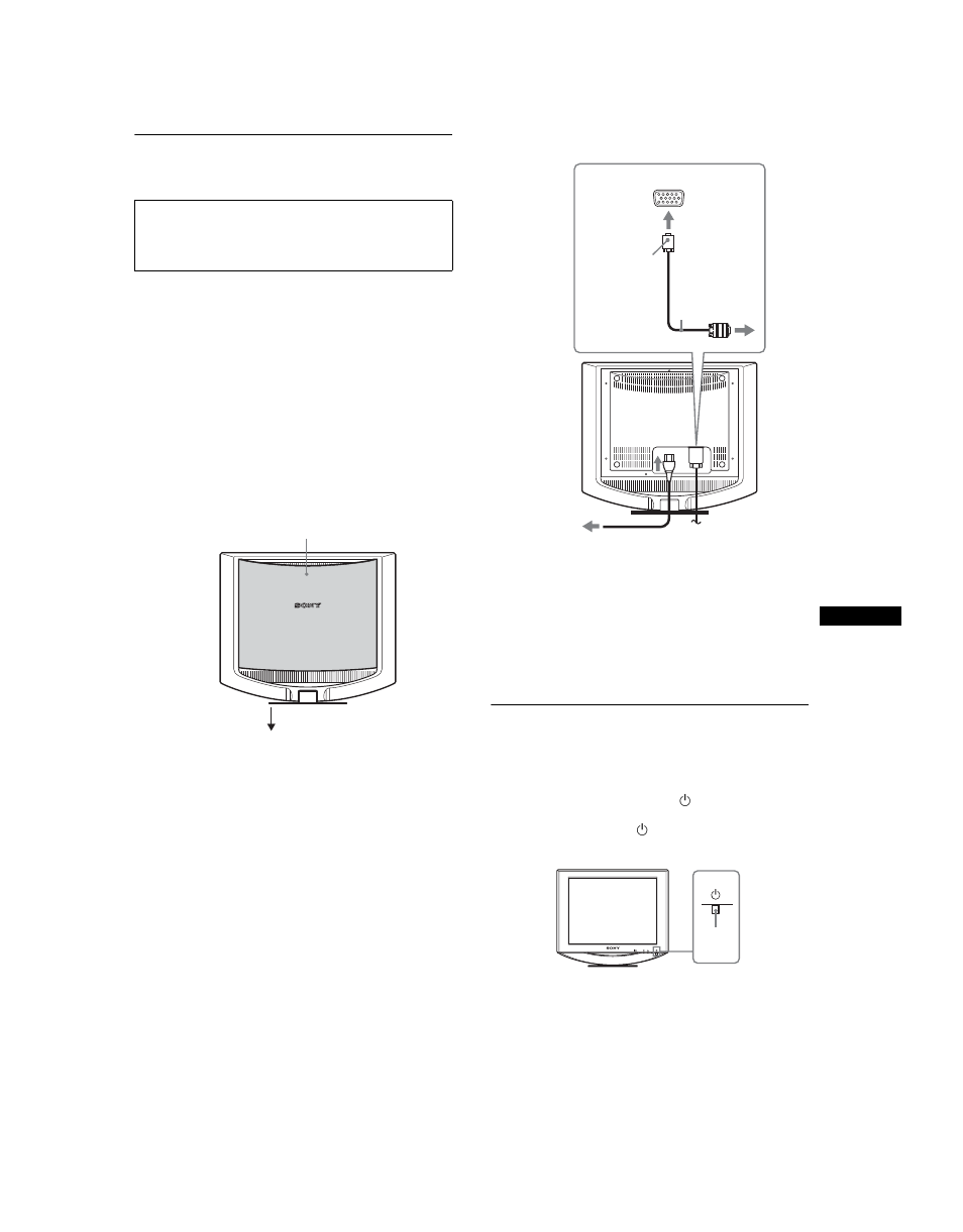 Branchement du moniteur, Mise sous tension du moniteur et de l’ordinateur | Sony HS-Series SDM-HS73 User Manual | Page 7 / 20
