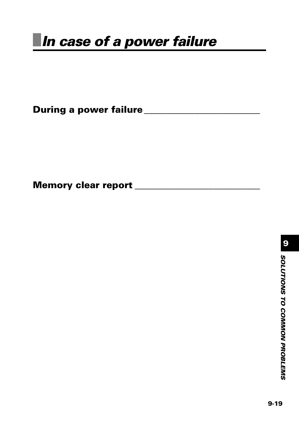 During a power failure | Sony FAX-B140 User Manual | Page 109 / 119