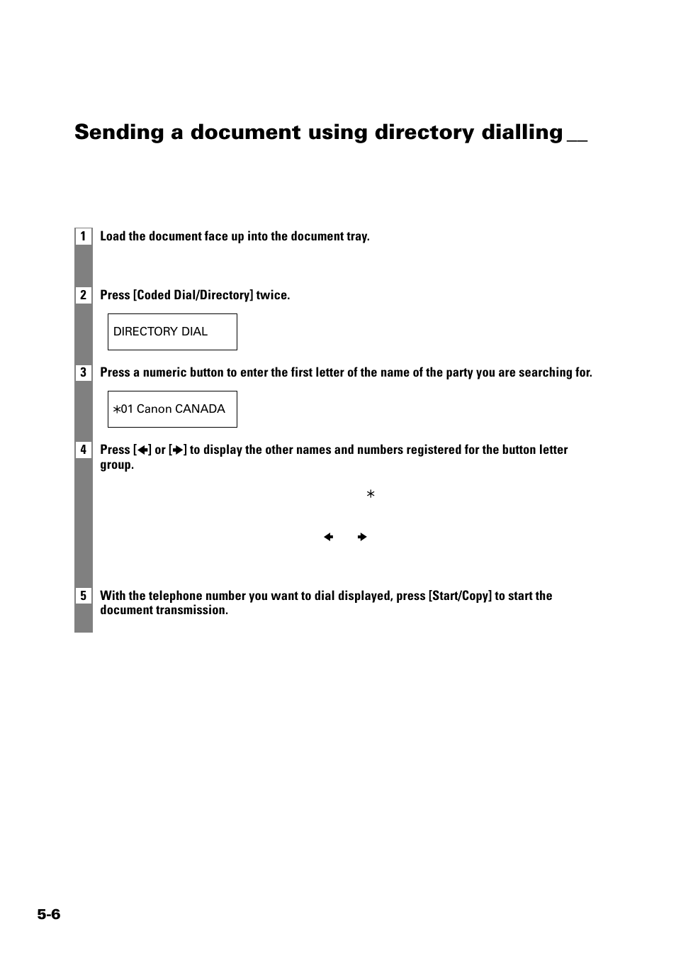 Sending a document using directory dialling | Sony FAX-B140 User Manual | Page 48 / 119
