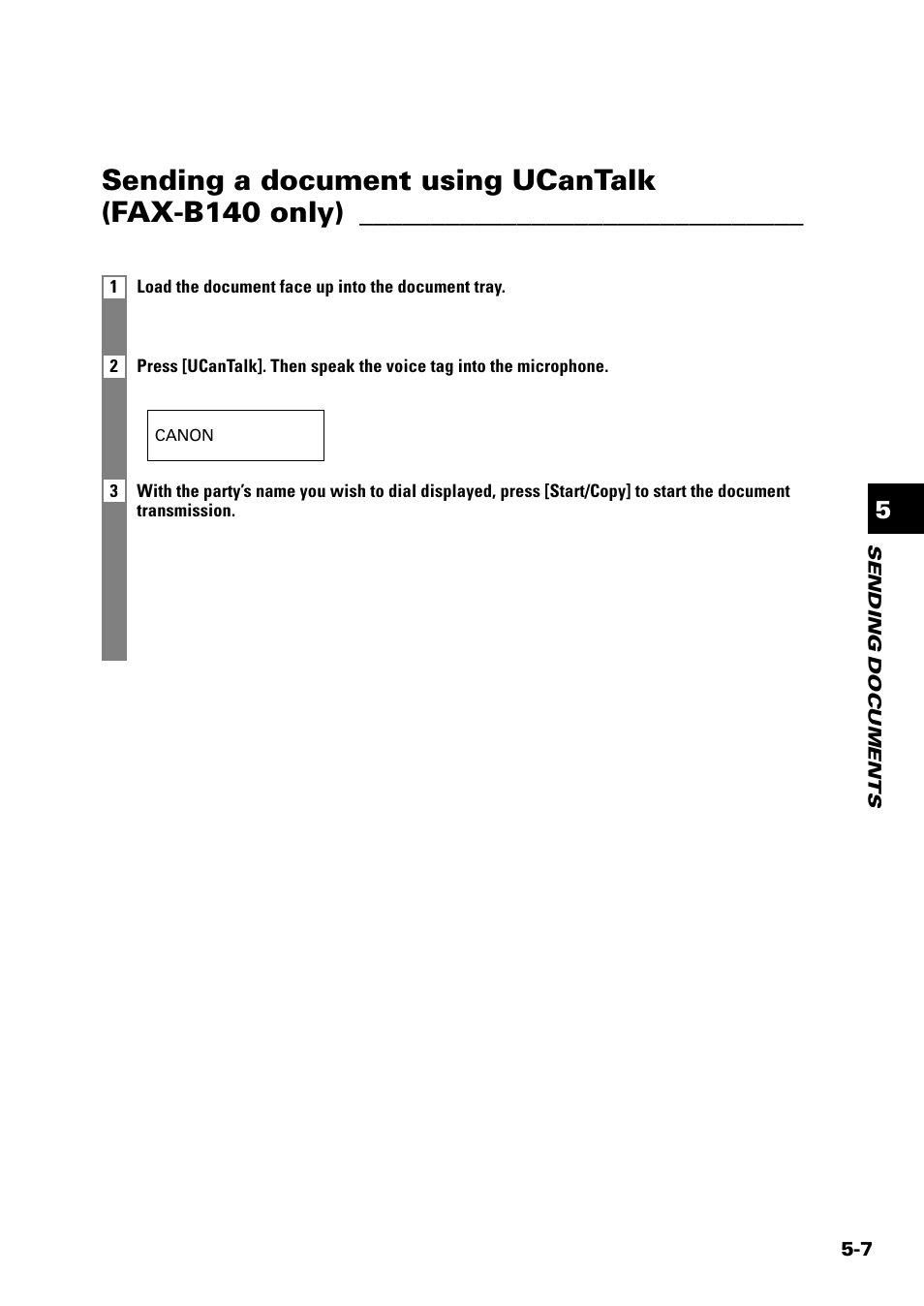Sending a document using ucantalk (fax-b140 only) | Sony FAX-B140 User Manual | Page 49 / 119