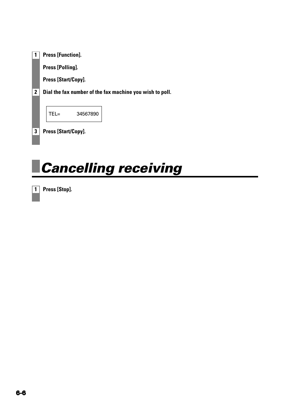 Cancelling receiving | Sony FAX-B140 User Manual | Page 64 / 119