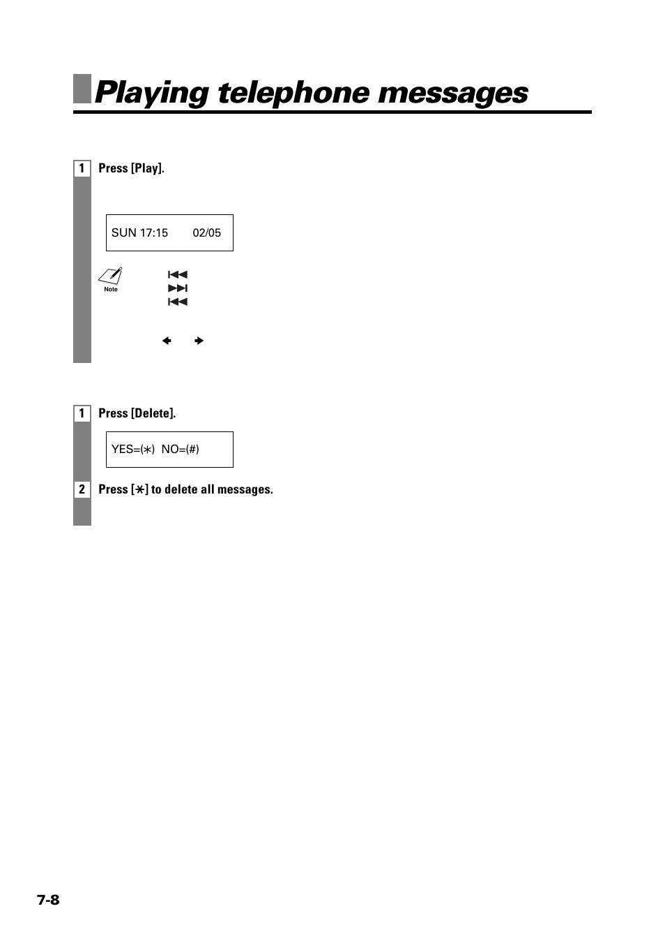 Playing telephone messages | Sony FAX-B140 User Manual | Page 74 / 119